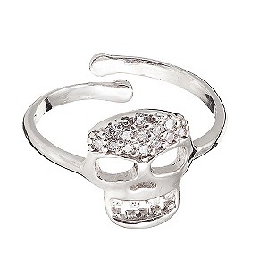 Gaia Dreams Sterling Silver Crystal Skull Ring