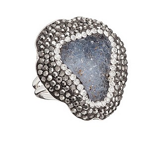 Gaia Sterling Silver Drusy & Swarovski Crystal Elements Ring