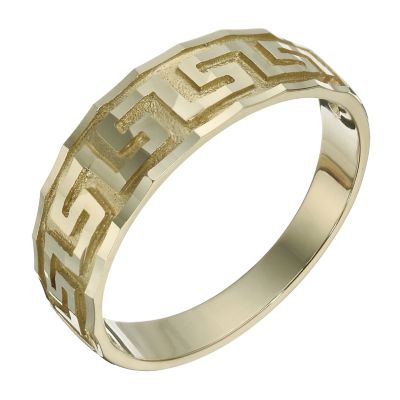 9ct yellow gold Greek key ring Ernest Jones