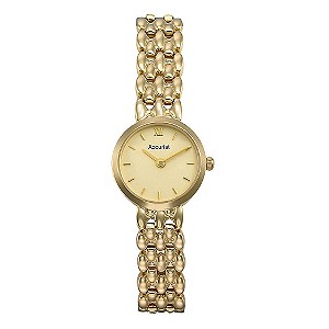 Accurist Gold Ladies' 9ct Gold Champagne Dial Bracelet Watch