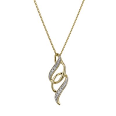 9ct Gold Diamond Twist Pendant H.Samuel