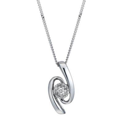 9ct White Gold Diamond Wave Pendant - Product number 1664670