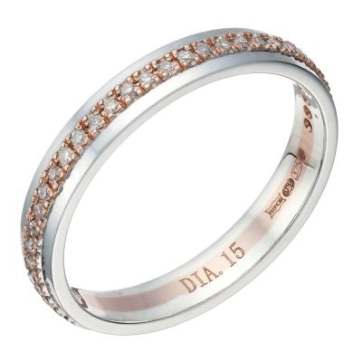 9ct White Gold  Rose Gold 15 Point Diamond Ring - Product number ...