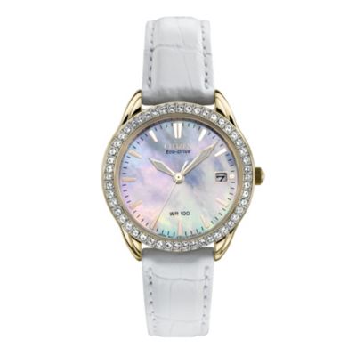 Citizen Eco-Drive Ladies' White Leather Strap Watch - Product number ...