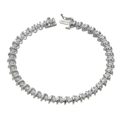 9ct white gold 0.50ct diamond illusion set bracelet Ernest Jones