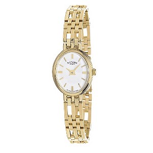 Rotary Ladies' 9ct Gold Oval White Dial Bracelet Watch