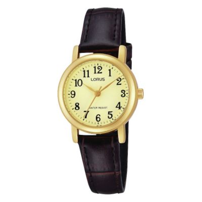 Lorus Ladies' GoldPlated Brown Leather Strap Watch H.Samuel