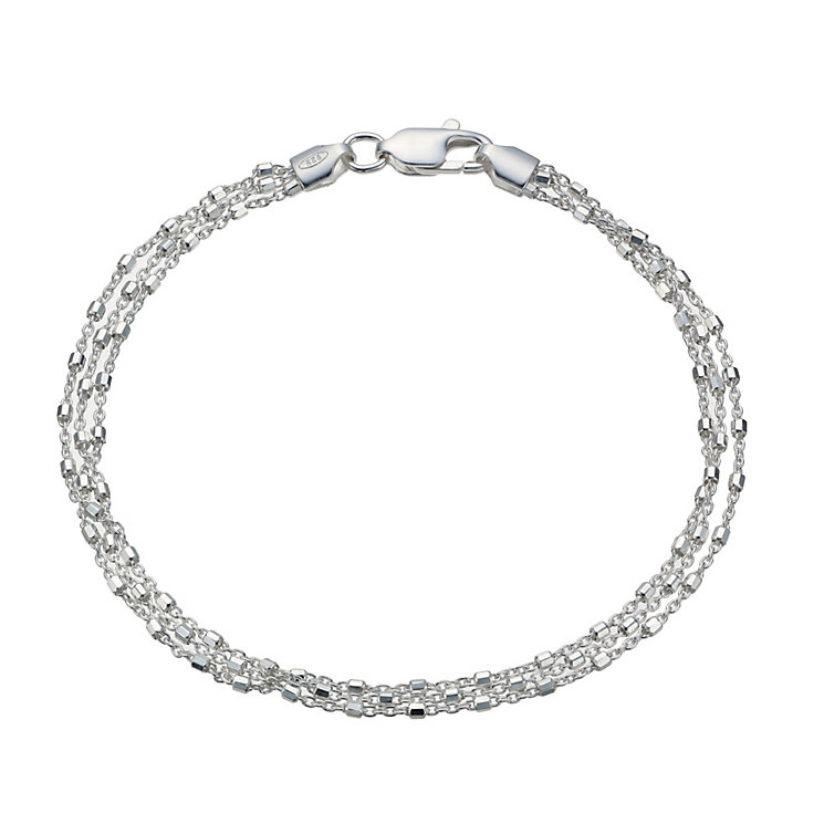 Sterling Silver Triple Beaded Chain Bracelet - Product number 1783009