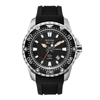 Bulova Marine Star Men's Black Rubber Strap Watch H.Samuel