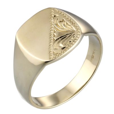 Mens 9ct Gold Cushion Signet Ring