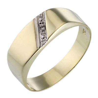 H Samuel 9ct Gold Diamond-set Oblong Signet Ring