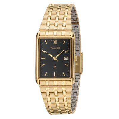 Accurist Men's Gold-plated Rectangular Dial Watch