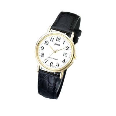 Lorus Men's Gold-plated Black Strap Watch