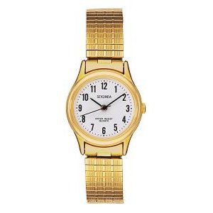Sekonda Ladiesand#39; Gold-Plated Expander Strap Watch