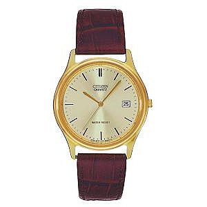 Citizen Menand#39;s Leather Strap Dress Watch
