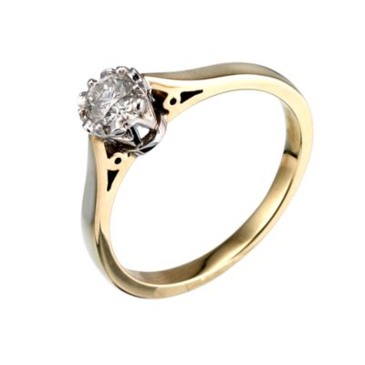 9ct Two Colour Gold Quarter Carat Diamond Ring