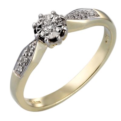 9ct gold 1/10 Carat Diamond Ring