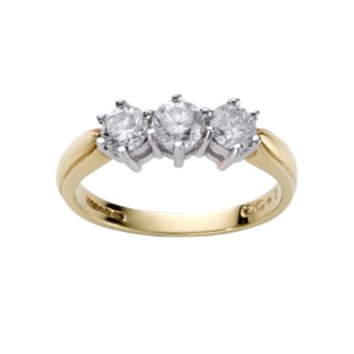 18ct gold one carat diamond three stone ring - Product number 2083450