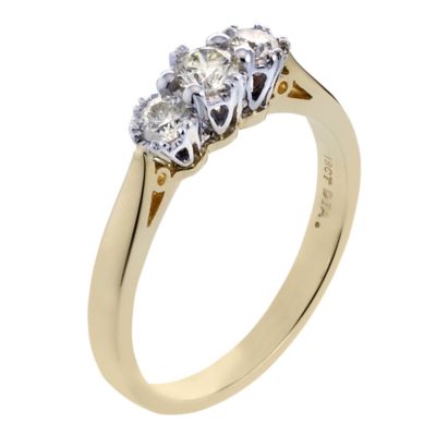 18ct Gold Quarter Carat Diamond Trilogy Ring