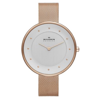 Skagen Ladies' Klassik Rose Gold Tone Mesh Bracelet Watch H.Samuel