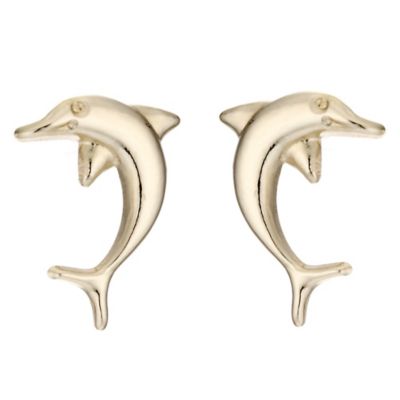 9ct Yellow Gold Small Dolphin Stud Earrings