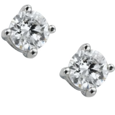 18ct two-colour gold half carat diamond solitaire earrings