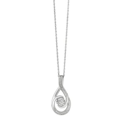 Sterling Silver And Diamond Flower Twist Pendant H. Samuel the Jeweller
