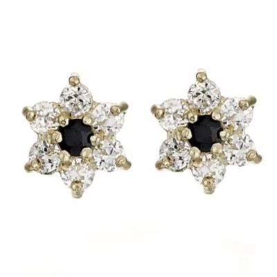 H Samuel 9ct Gold Sapphire And Cubic Zirconia Earrings