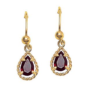 9ct gold Garnet Set Drop Earrings