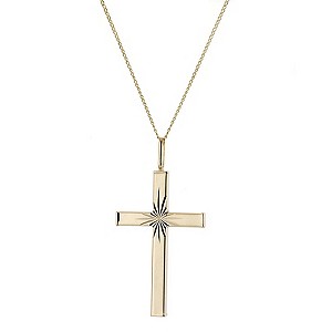 9ct Gold Diamond Cut Cross