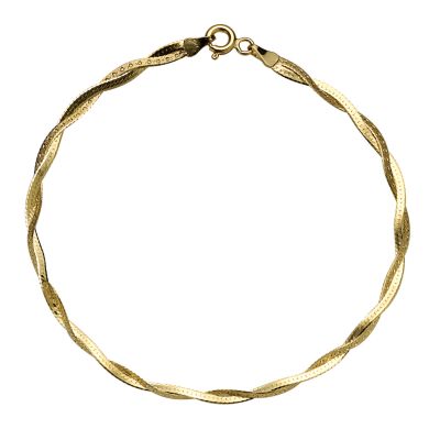 H Samuel 9ct Gold Plaited Herringbone Bracelet