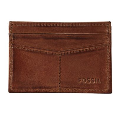 Fossil Carson slim brown leather credit card wallet - Ernest Jones