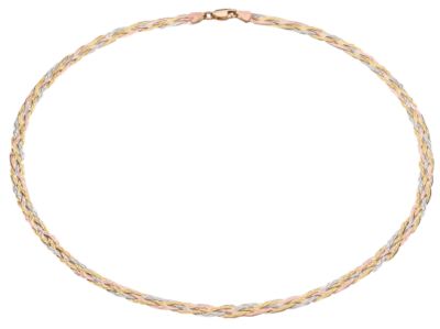 9ct Three Colour Gold Herringbone Necklace