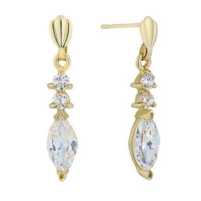 9ct Yellow Gold & Cubic Zirconia Drop Earrings - H. Samuel the Jeweller