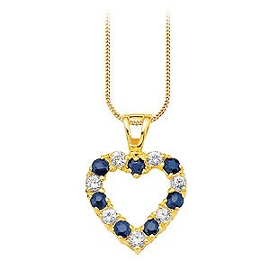 9ct gold Sapphire and Cubic Zirconia Open Heart