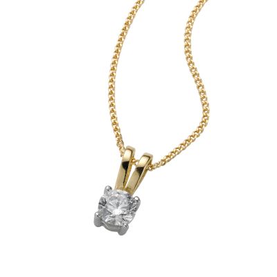 18ct two-colour gold quarter carat diamond pendant - Product number 2302977