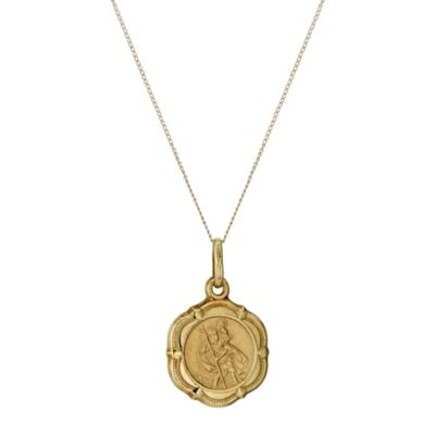 9ct Gold Rosette St Christopher Pendant