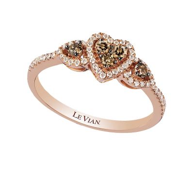 Strawberry Gold Chocolate & Vanilla Diamond Heart Ring H. Samuel the