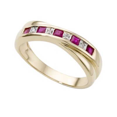 9ct gold ruby and diamond ring