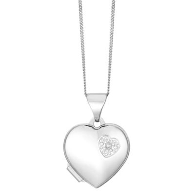 9ct White Gold Diamond Set Heart Locket - Product number 2550962
