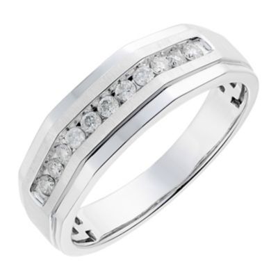 9ct men's white gold 0.25CT diamond ring - Ernest Jones