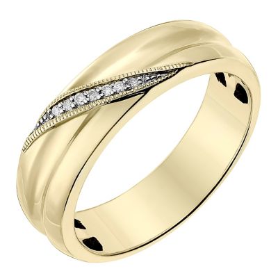 9ct Yellow Gold 5mm Diagonal Diamond Set Wedding Ring H.Samuel