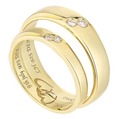 ... 9ct Yellow Gold Diamond Set Wedding Ring Set - Product number 2643464