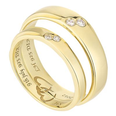 Yellow gold engagement wedding ring sets
