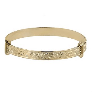 Child` 9ct Gold Heart and Flower Expander Bangle
