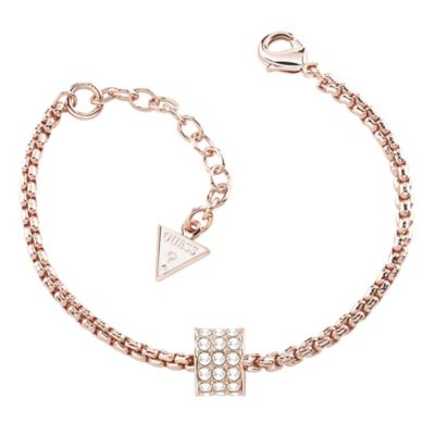 Guess Rose Gold Plated Crystal Barrel Bracelet H.Samuel