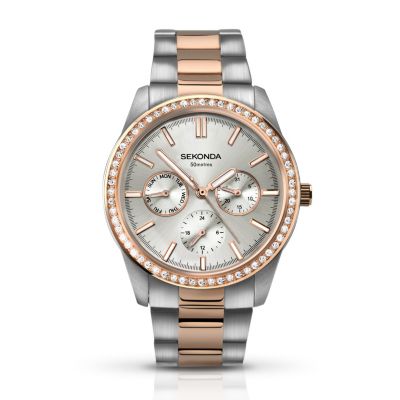 Sekonda Ladies' Two Tone Crystal Set Bracelet Watch H.Samuel