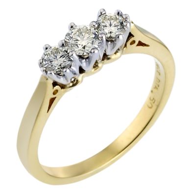 18ct Gold 1/2 Carat Diamond Trilogy Ring