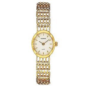Sekonda Ladiesand#39; Gold-Plated Metal Strap Watch