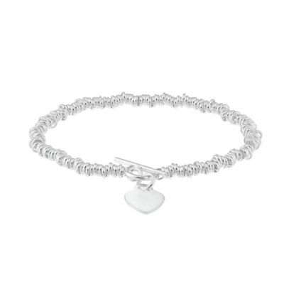 Sterling Silver Heart Charm T Bar Candy Bracelet H.Samuel